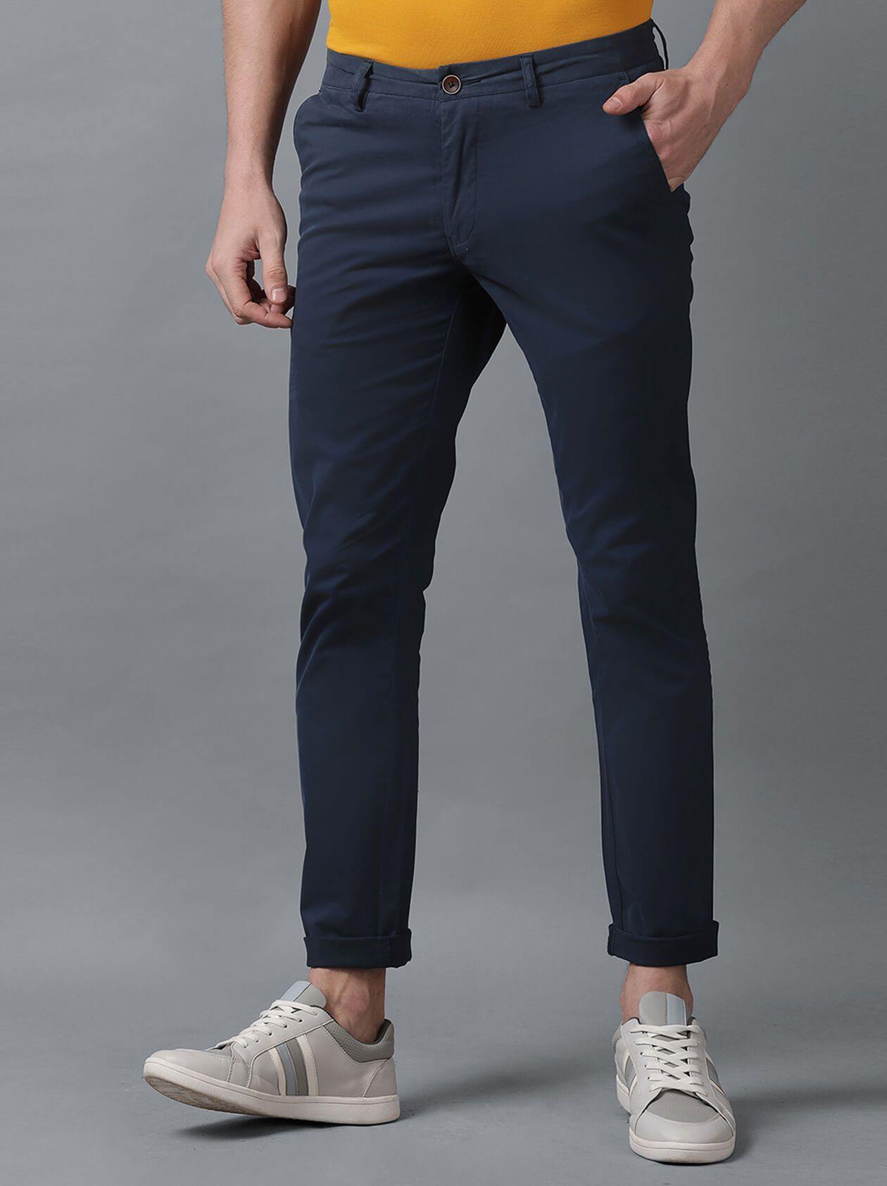 Buy Men's Teal Blue Slim Fit Trousers Online at Bewakoof