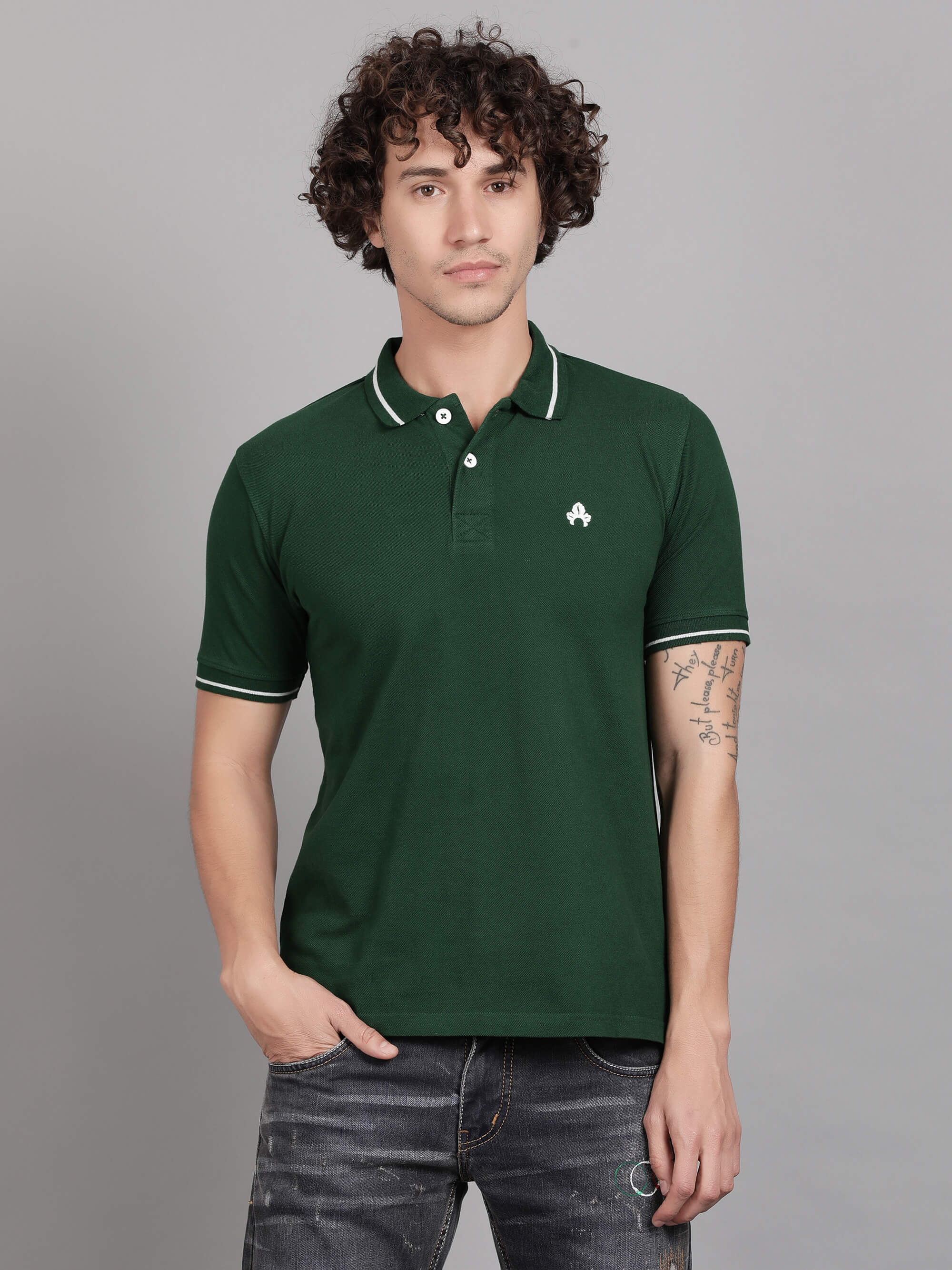 Green polo clearance t shirt mens