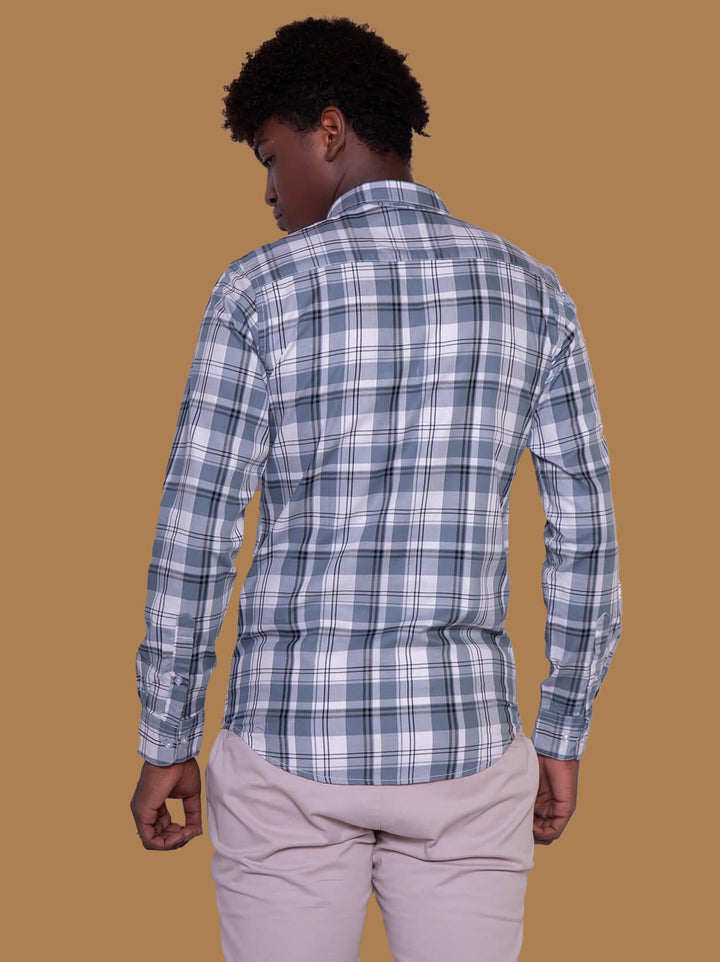 White and Grey Check Shirt (GBM9009) - G O O S E B E R Y®